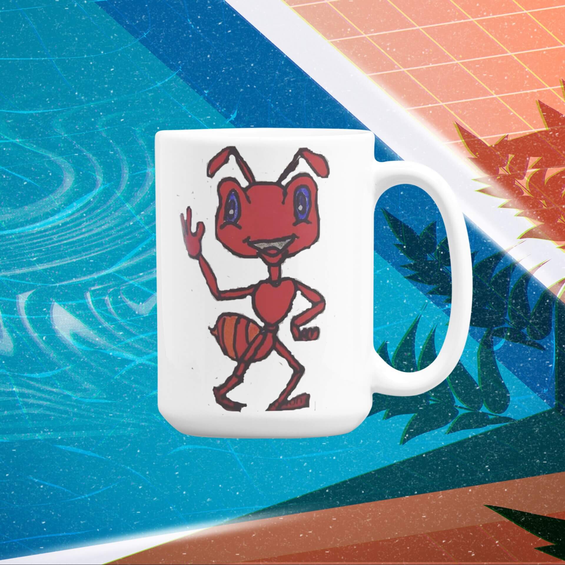 15 oz mug mockup featuring a vaporwave styled illustrated background m1019 2 1