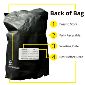 back of coffee bag, roasting date