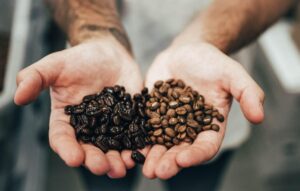 burnt over roasted coffee beans oily texture poor quality decaf